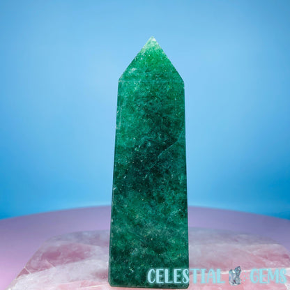 Green Strawberry Quartz Medium Obelisk Tower