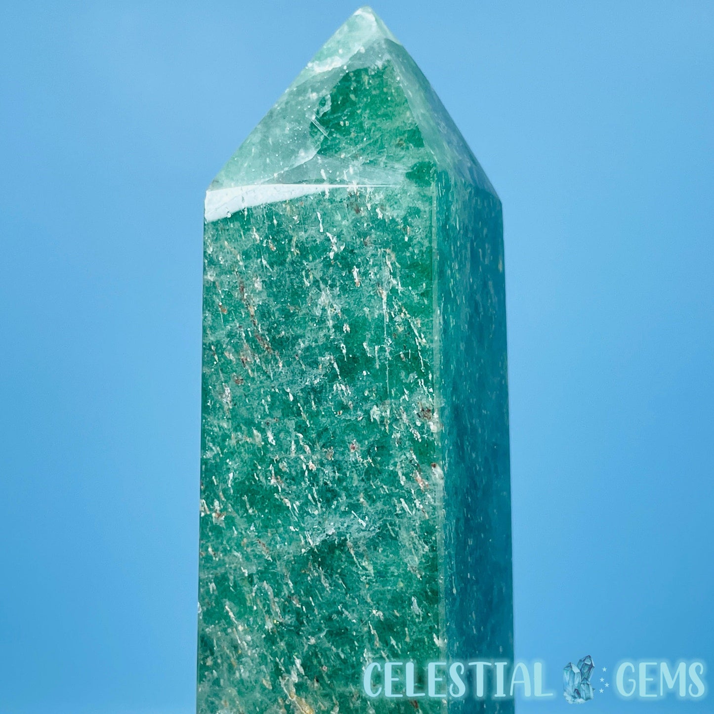 Green Strawberry Quartz Medium Obelisk Tower