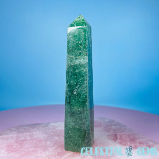 Green Strawberry Quartz Small Obelisk Tower