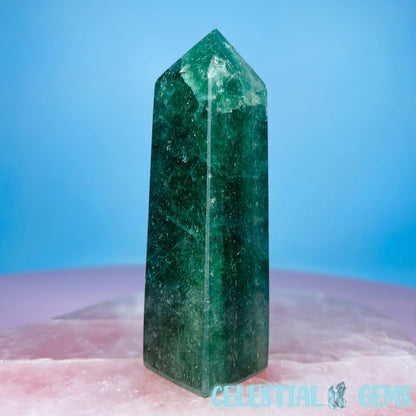 Green Strawberry Quartz Small Obelisk Tower