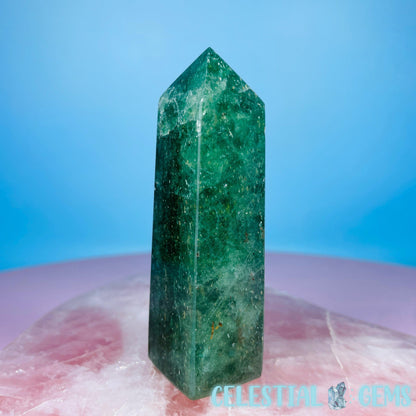 Green Strawberry Quartz Small Obelisk Tower