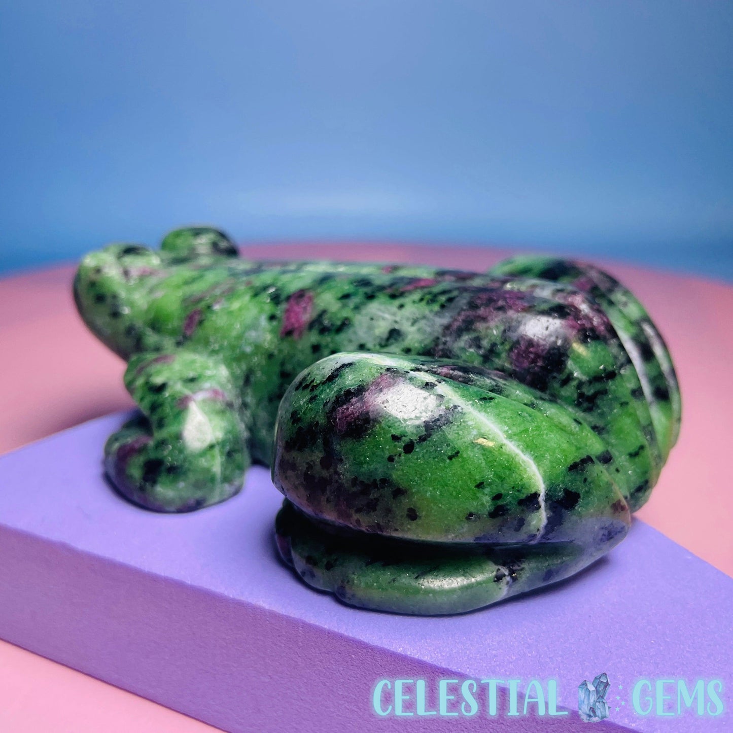 Ruby in Zoisite Frog Medium Carving