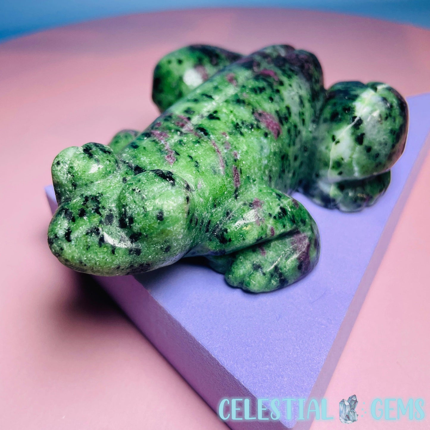 Ruby in Zoisite Frog Medium Carving