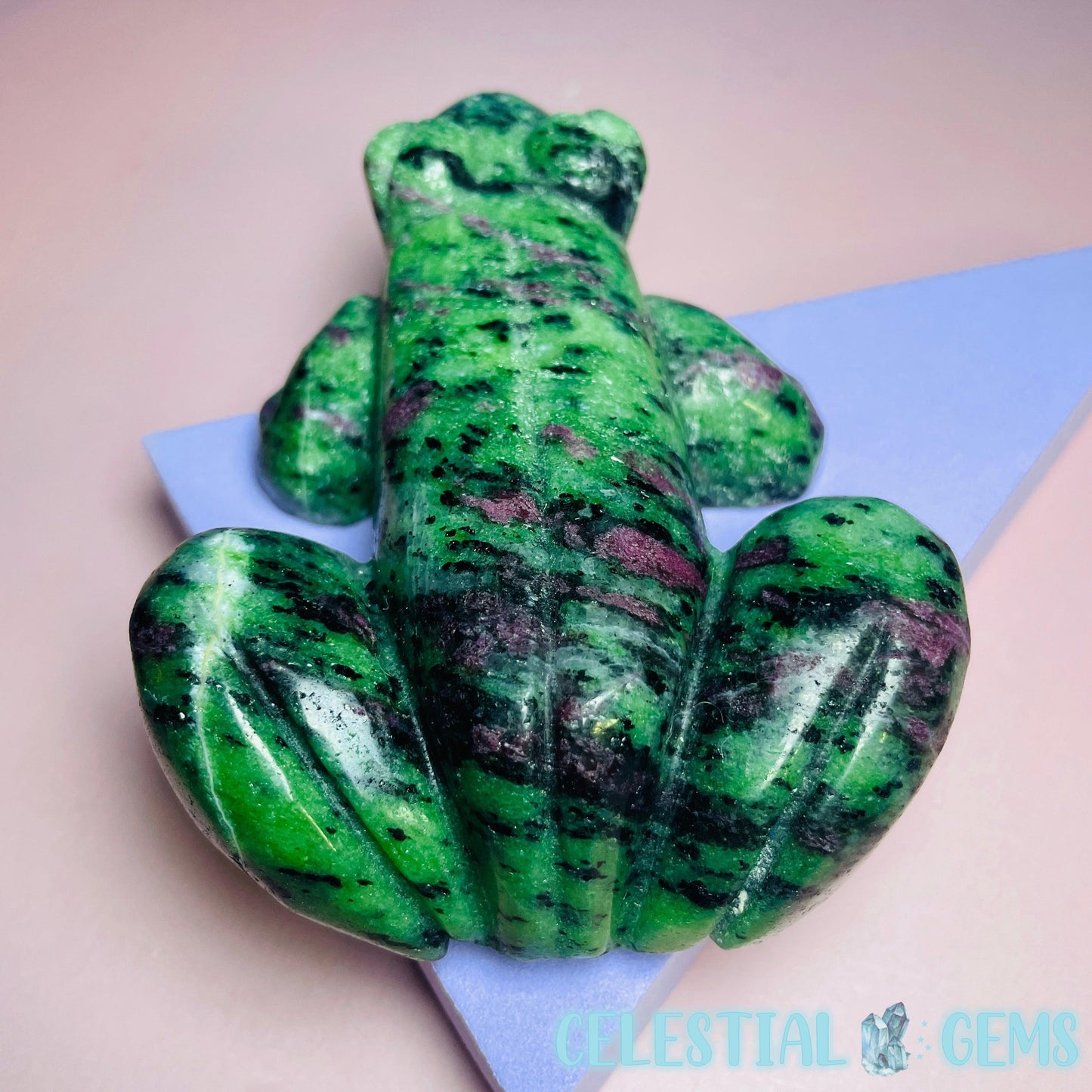 Ruby in Zoisite Frog Medium Carving