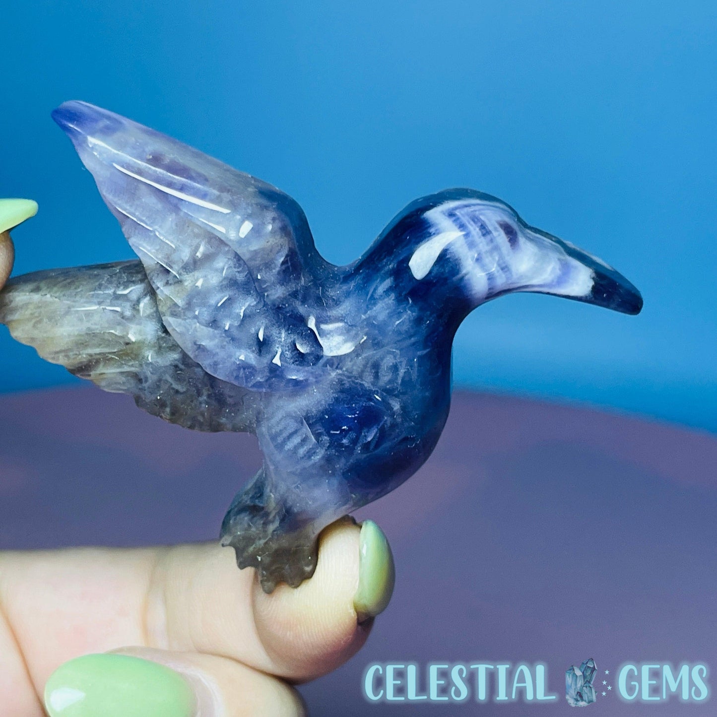 Amethyst Hummingbird Small Carving