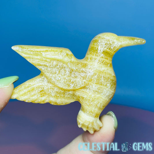 Orange Calcite Hummingbird Small Carving