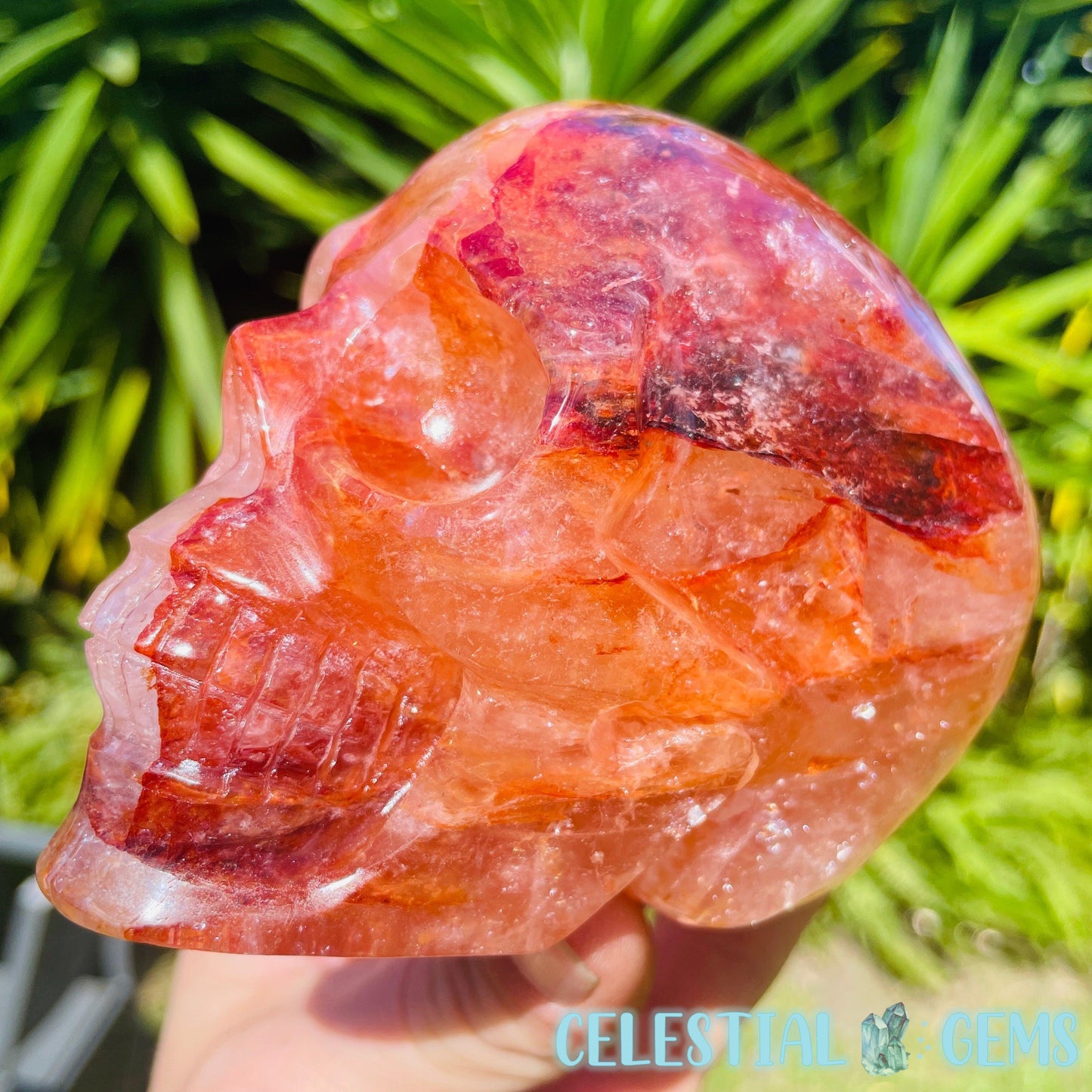 Fire (Hematoid) Quartz Skull Large Carving