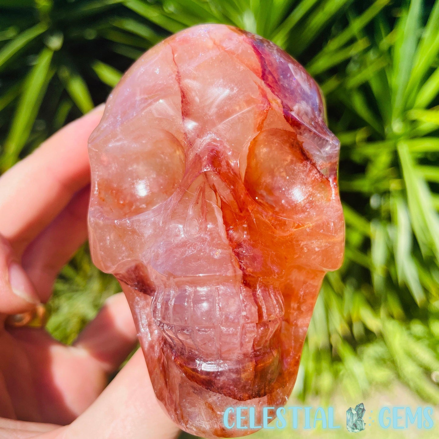 Fire (Hematoid) Quartz Skull Large Carving