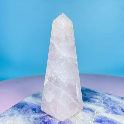 Rose Quartz Medium Obelisk Tower