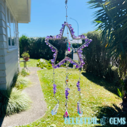 Amethyst Chip Star Suncatcher