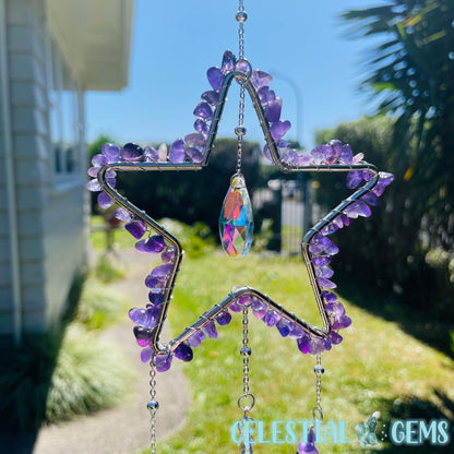 Amethyst Chip Star Suncatcher