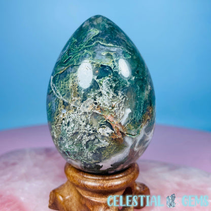 Moss Agate Egg Medium Carving