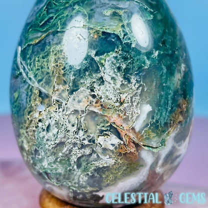 Moss Agate Egg Medium Carving