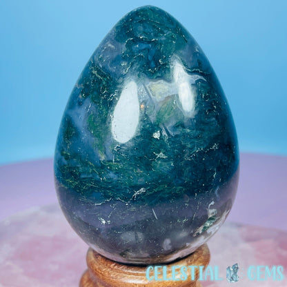 Moss Agate Egg Medium Carving