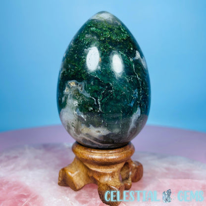 Moss Agate Egg Medium Carving