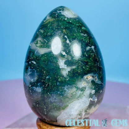 Moss Agate Egg Medium Carving