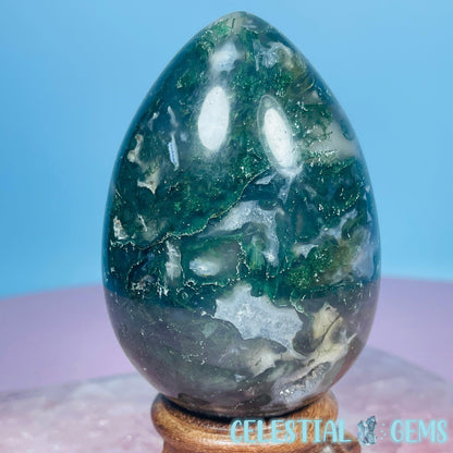 Moss Agate Egg Medium Carving