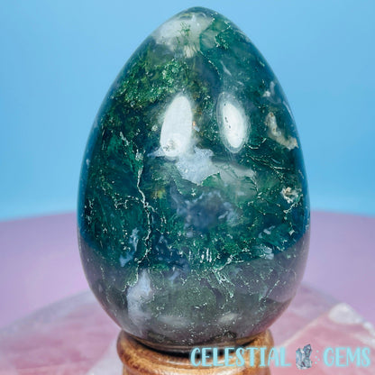 Moss Agate Egg Medium Carving