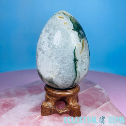 Moss Agate Egg Medium Carving