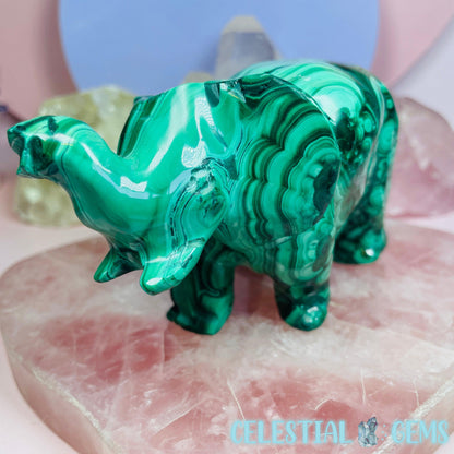 Malachite Elephant Large Carving A