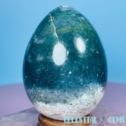 Moss Agate Egg Medium Carving