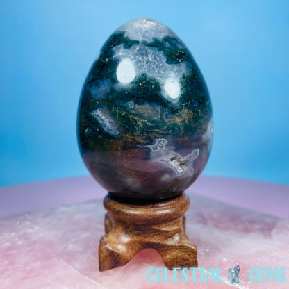 Moss Agate Egg Medium Carving