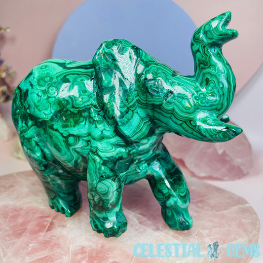 Malachite Elephant Large Carving B