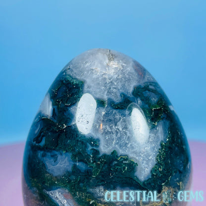 Moss Agate Egg Medium Carving