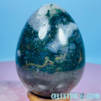 Moss Agate Egg Medium Carving