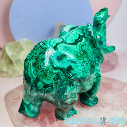 Malachite Elephant Large Carving B