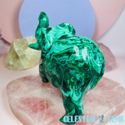 Malachite Elephant Large Carving B