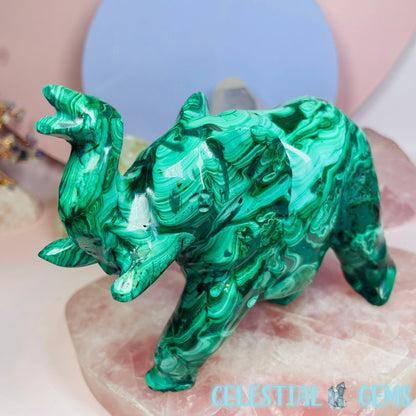 Malachite Elephant Large Carving B