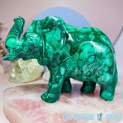 Malachite Elephant Large Carving C