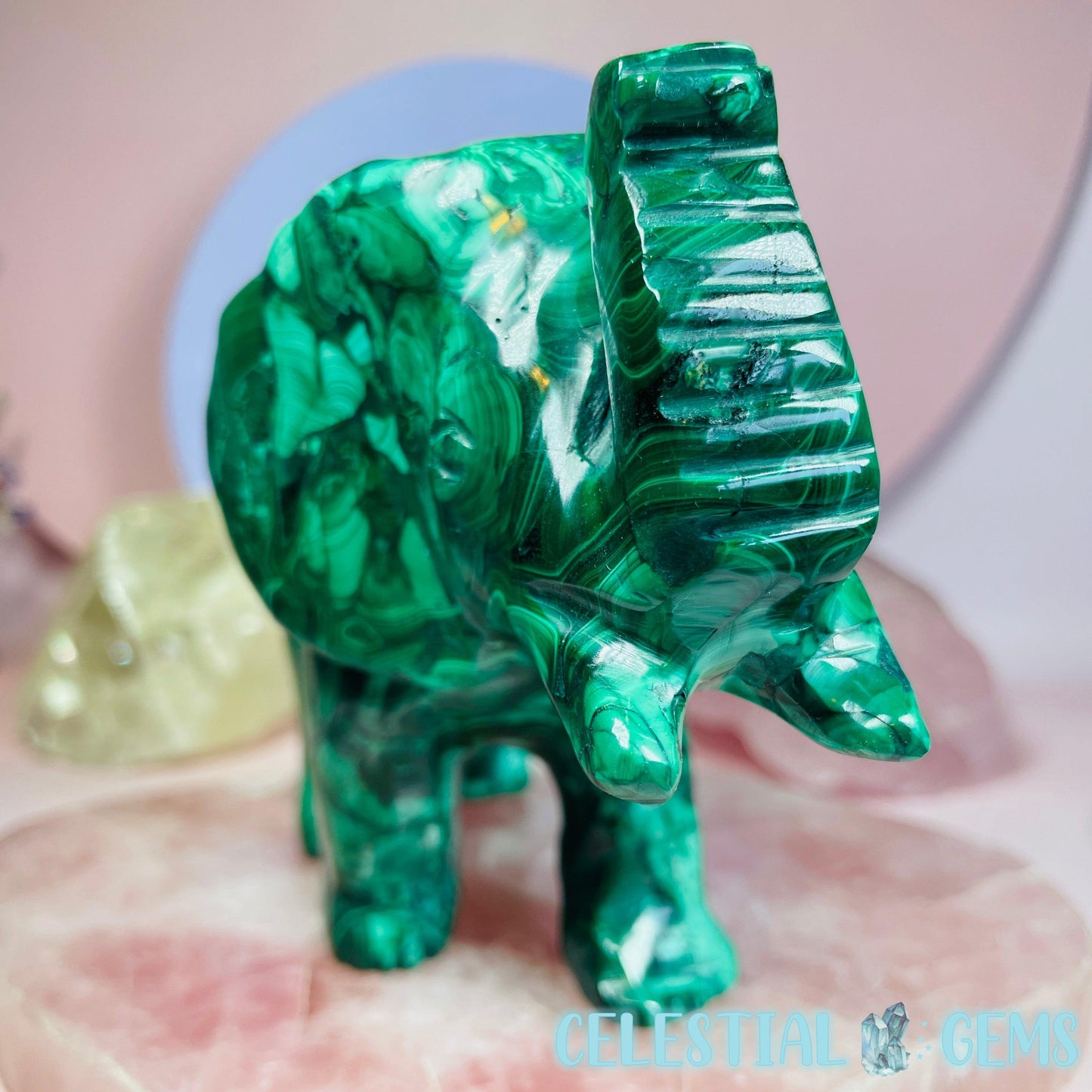 Malachite Elephant Large Carving C