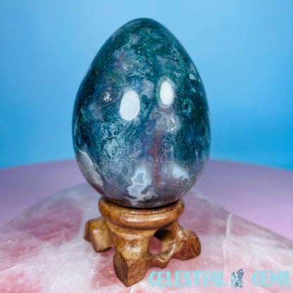 Moss Agate Egg Medium Carving