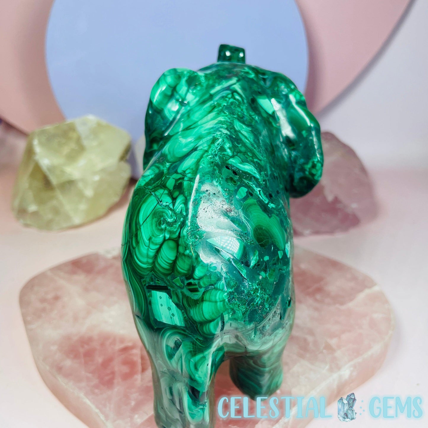 Malachite Elephant Large Carving C