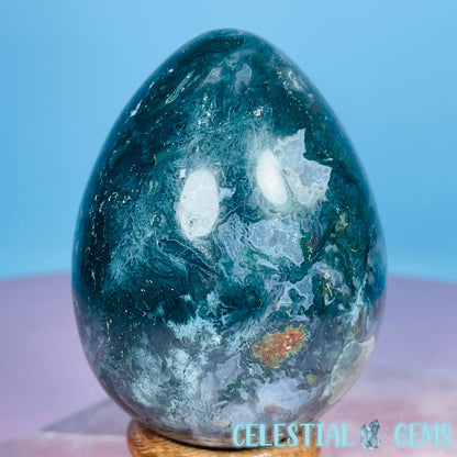 Moss Agate Egg Medium Carving