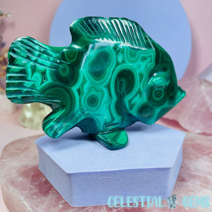 Malachite Fish Medium Carving