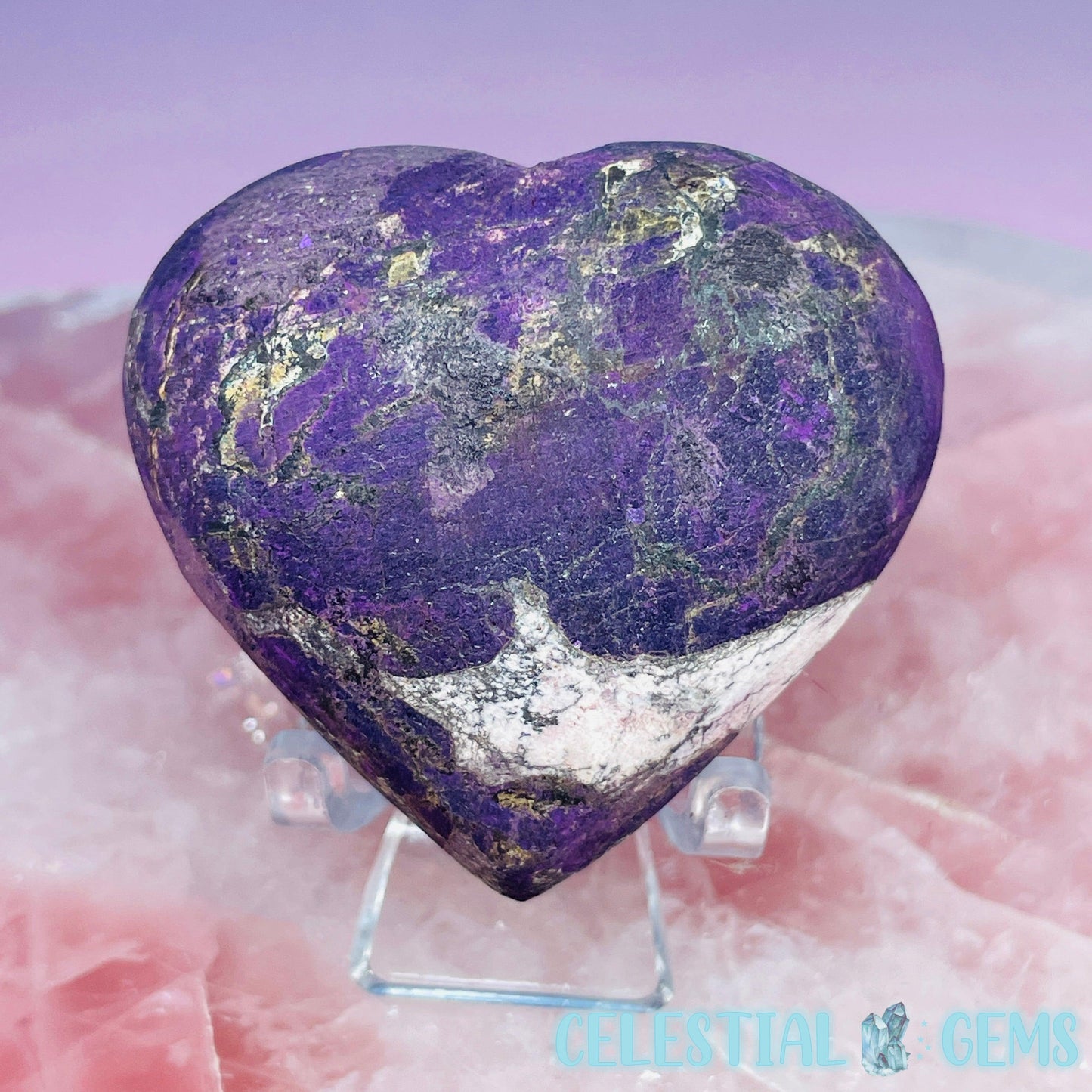 Purpurite Heart Medium Carving (Video)