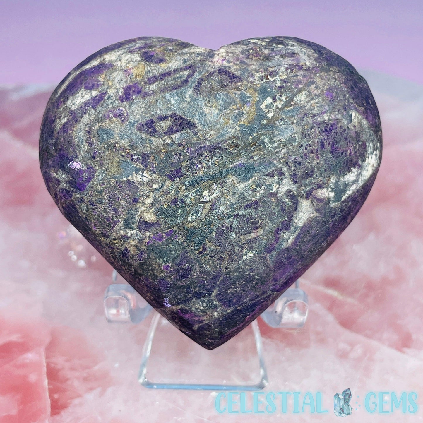 Purpurite Heart Medium Carving (Video)