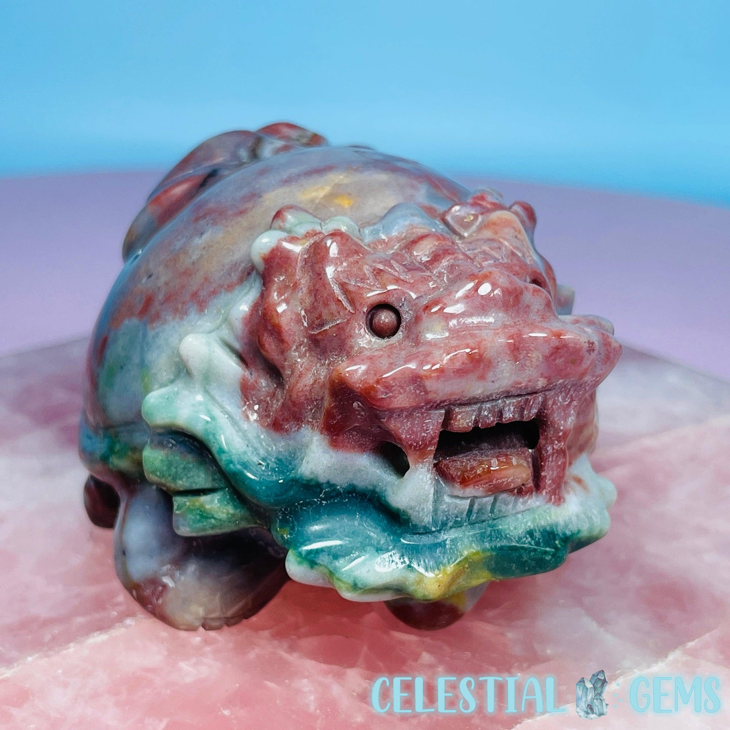 Ocean Jasper 'Pixiu' Dragon Frog Carving