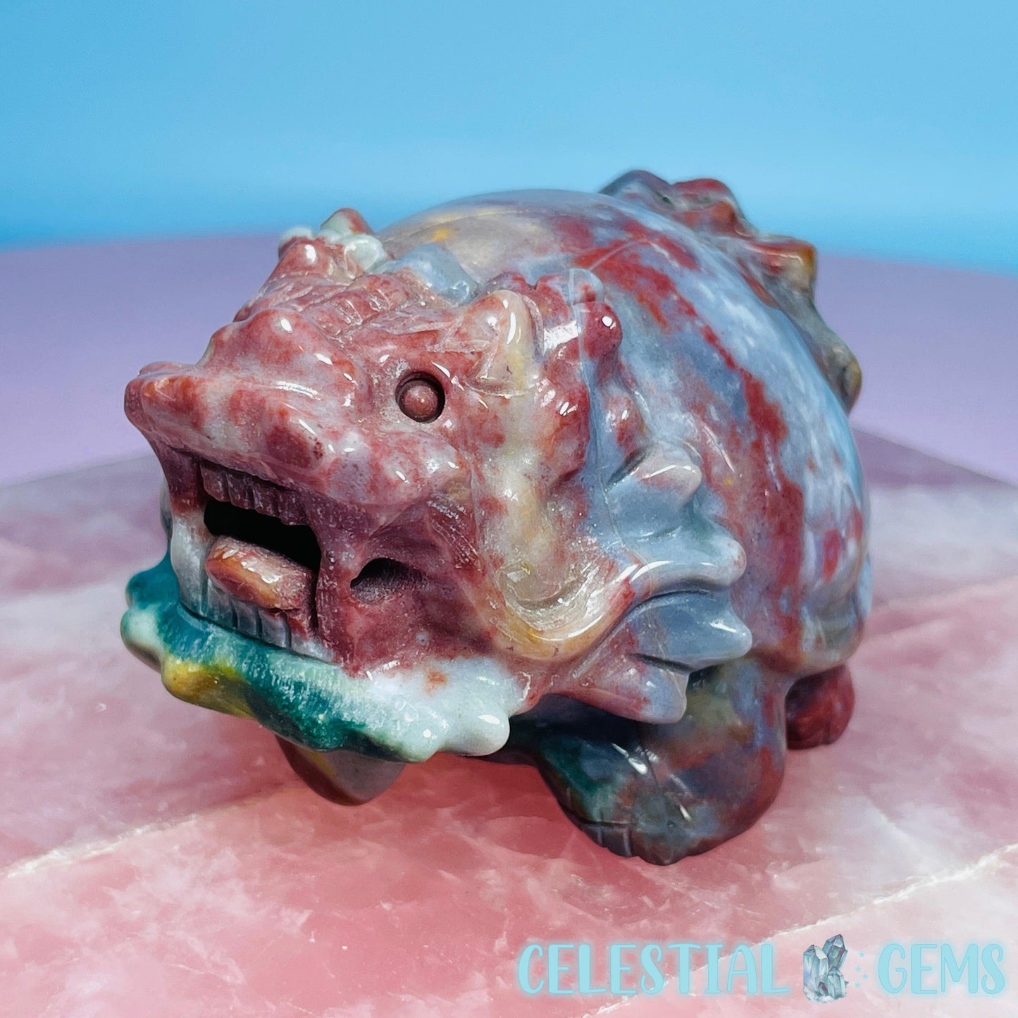 Ocean Jasper 'Pixiu' Dragon Frog Carving