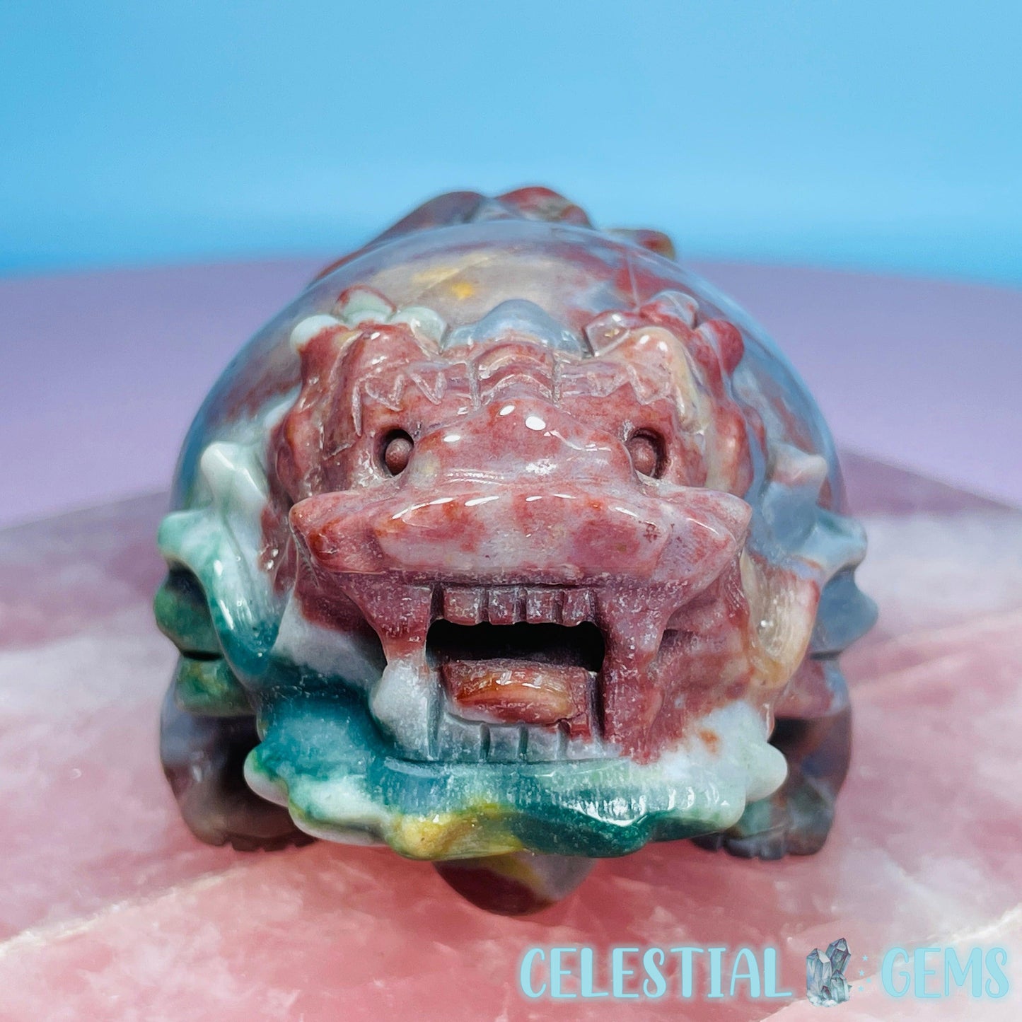 Ocean Jasper 'Pixiu' Dragon Frog Carving