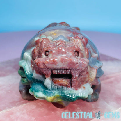 Ocean Jasper 'Pixiu' Dragon Frog Carving
