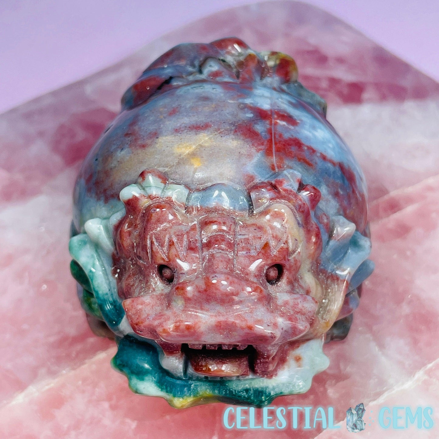 Ocean Jasper 'Pixiu' Dragon Frog Carving
