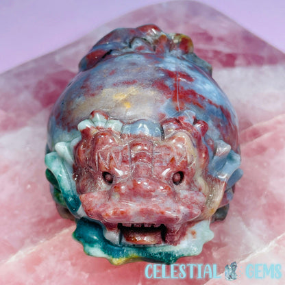 Ocean Jasper 'Pixiu' Dragon Frog Carving