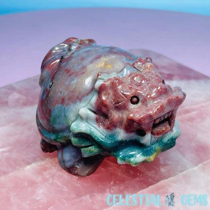Ocean Jasper 'Pixiu' Dragon Frog Carving