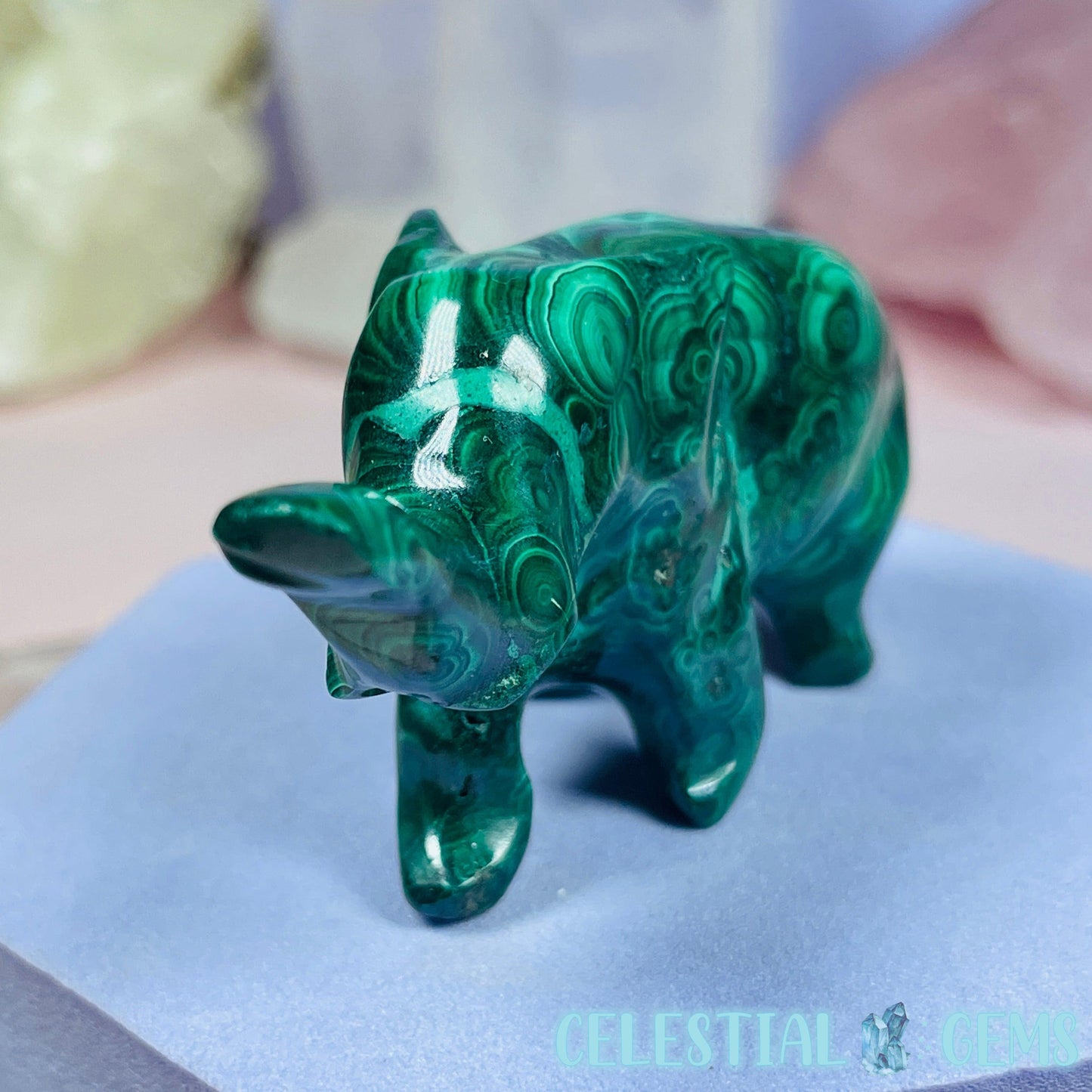 Malachite Elephant Small Carving C