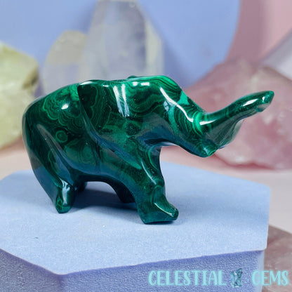 Malachite Elephant Small Carving C