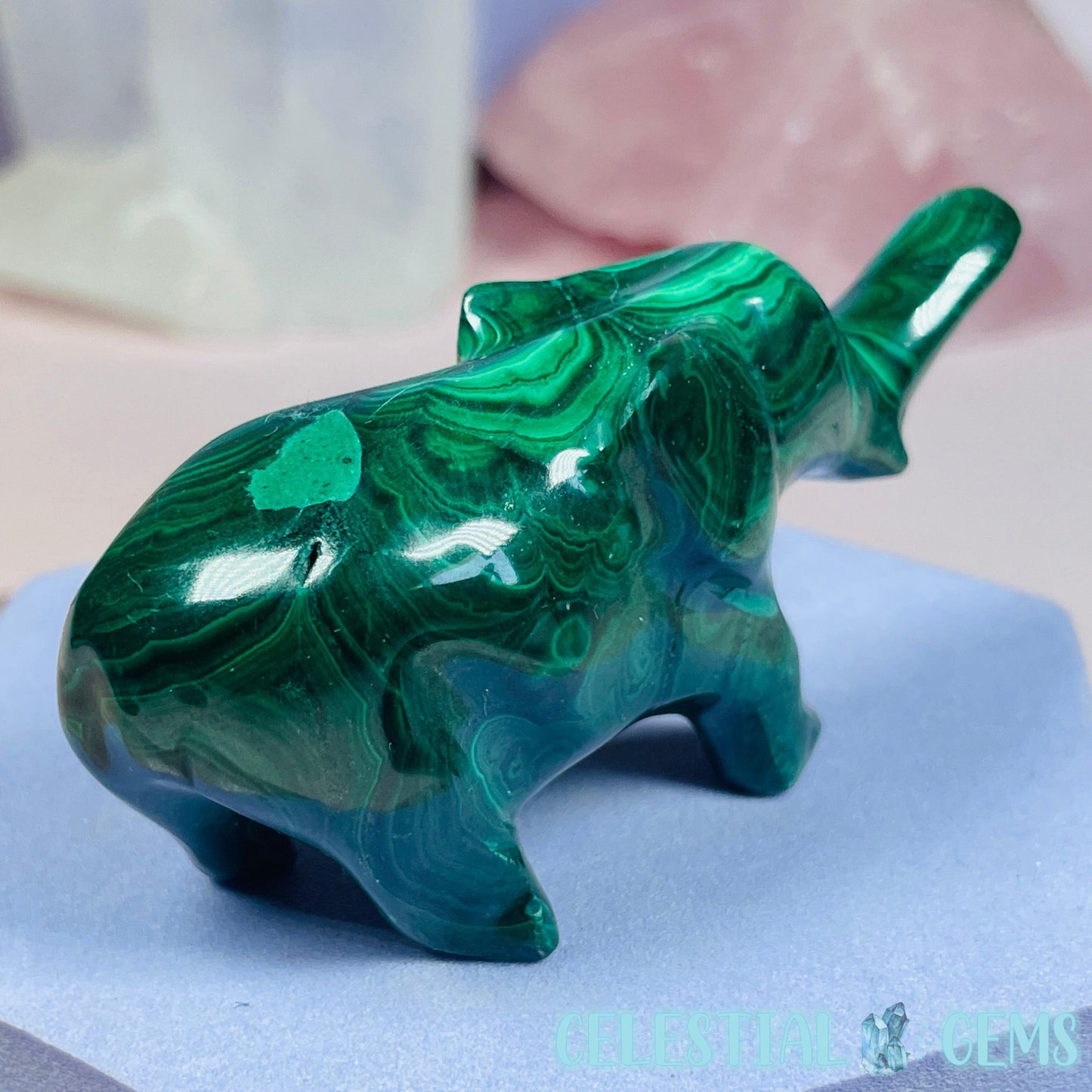 Malachite Elephant Small Carving C